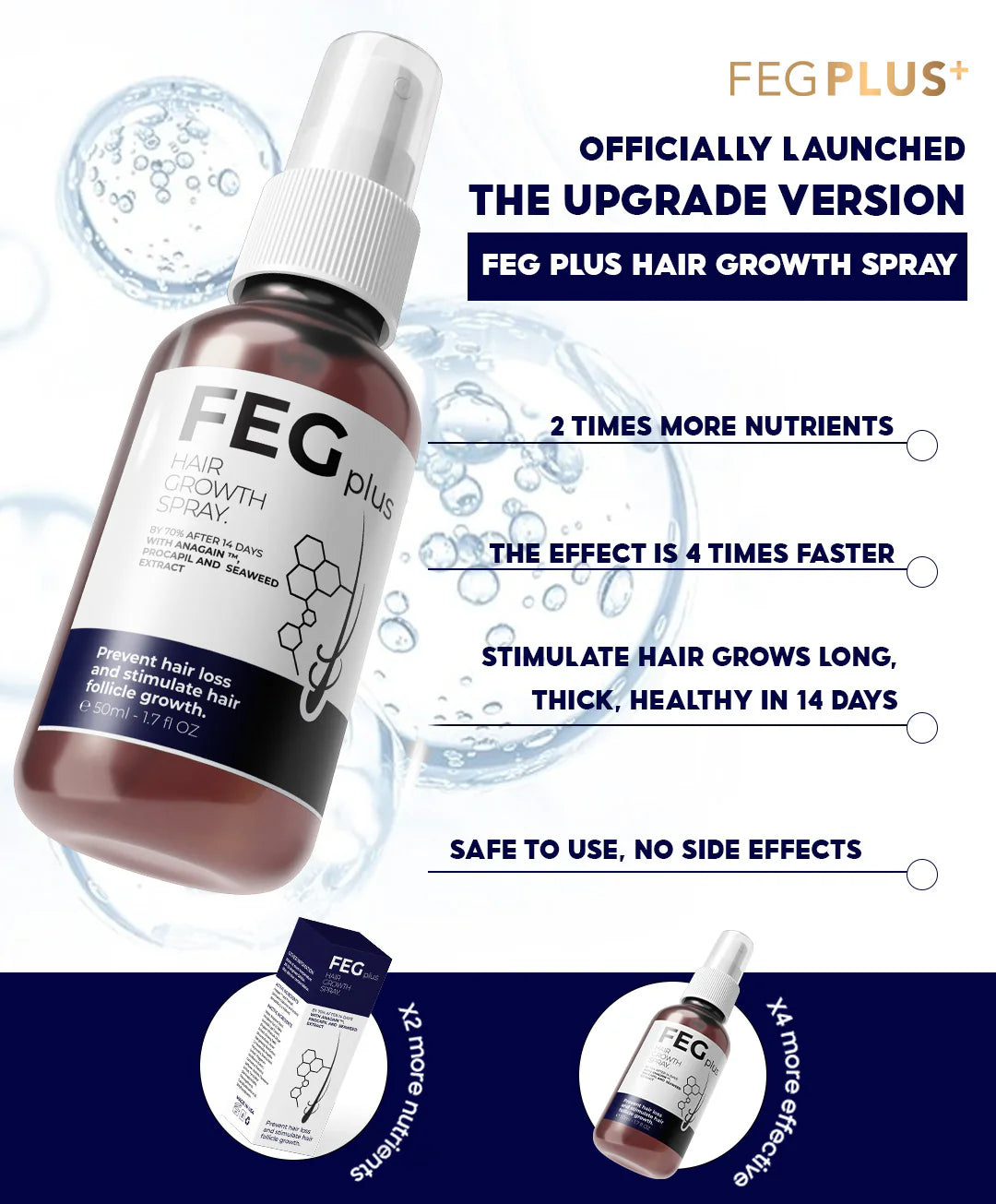 FEG PLUS Beard & Hair Growth Serum Spray Powered by Nature for Visible Results